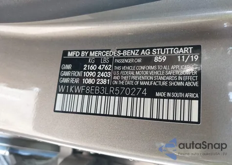 2020 Mercedes-Benz C 300 4Matic z USA, uszkodzony, nr VIN W1KWF8EB3LR570274